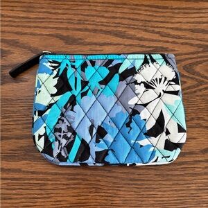 Vera Bradley Blue and Black Cosmetic Bag with Geometric Floral Design